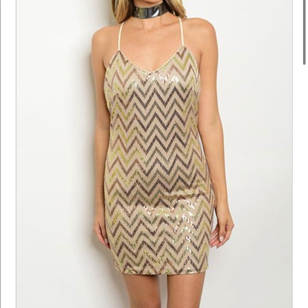 Sexy Champagne Sequin Dress!